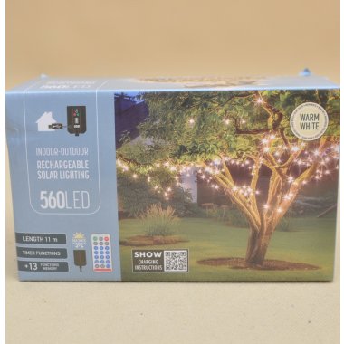 AEX100120 LAMPKI SOLARNE 560LED B.CIEPŁY+PILOT 11M