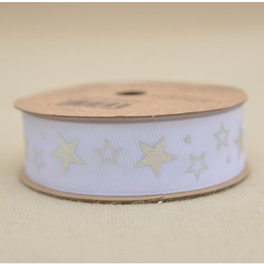 WSTĄŻKA RYPS BIAŁA GWIAZDKI 2,5CM*20Y