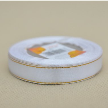 WSTĄŻKA SATYNOWA Z ZŁOTYA NITKĄ 1,2CM 20Y