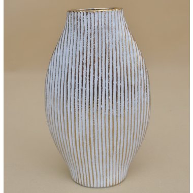 BNC-293-01389 WAZON ŁEZKA  BIAŁY PRĄZKI H33*19CM