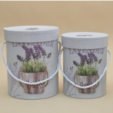 TCFB7093 FLOWER BOX*2 SZARY LAWENDA H16*12 H17*14