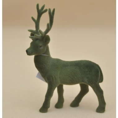 BNPK-3-04160 RENIFER ZIELONY FLOCK H19*13 CM OP.24