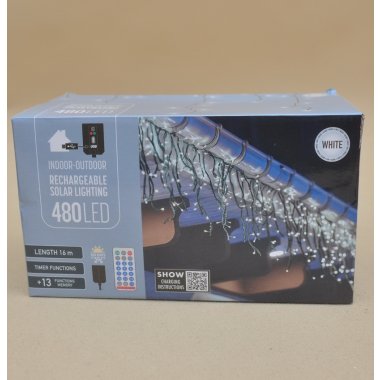 AEX100060 KURTYNA SOPLE SOLARNE 480LED B.ZIMNE 16M