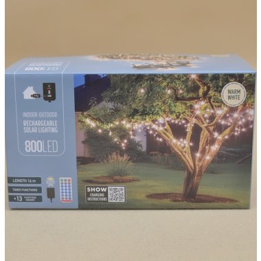 AEX100130 LAMPKI SOLARNE 800LED B.CIEPŁY+PILOT 16M