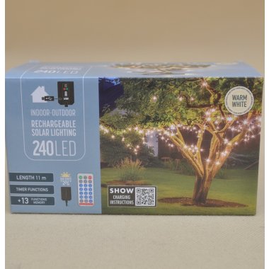 AEX100100 LAMPKI SOLARNE 240LED B.CIEPŁY+PILOT 11M
