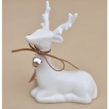 TG79931 RENIFER BIAŁY CERAMIKA H 13*9 CM OP.2 SZT