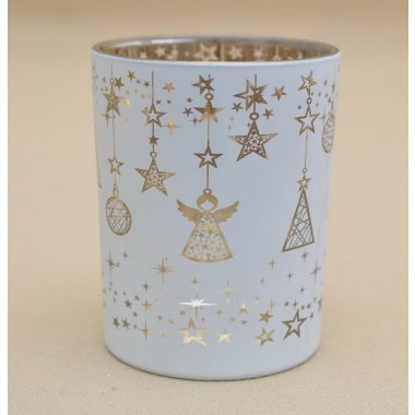 TG79665 LAMPION GWIAZDKI BIAŁY SZKŁO H13*10 OP.6