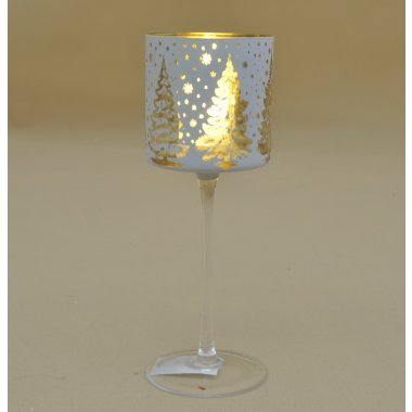 TG78861 LAMPION KIELICH CHOI BIAŁY SZKŁO 25*9 OP.6