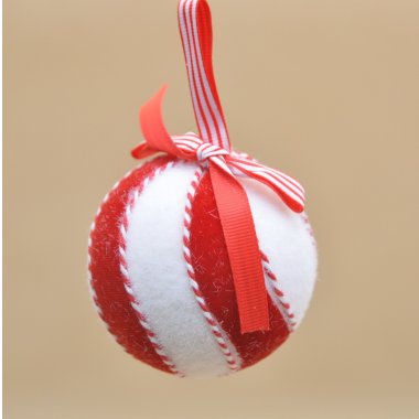 BN-178-08587 BOMBKA STYROPIAN FLOCK BIAŁ/CZERW 8CM
