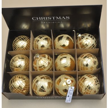 ABR220990 BOMBKA PLASTIK ZŁOTA 8 CM W OP.12 SZT