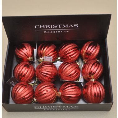 CAA821380 BOMBKA PLASTIK CZERWONA 8CM OP 12SZT.