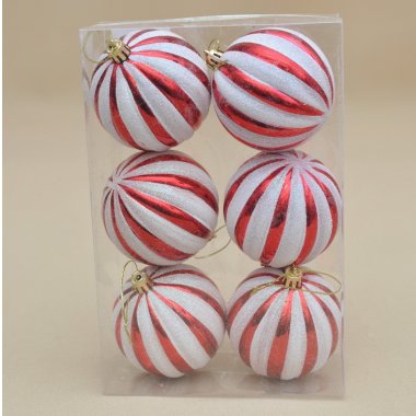 TG74380-1 BOMBKI*6 BIAŁO/CZER PLASTIK 8CM