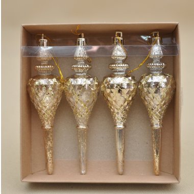 TG75261-1 BOMBKI SOPLE*4 ZŁOTE PLASTIK  H 15*4 CM