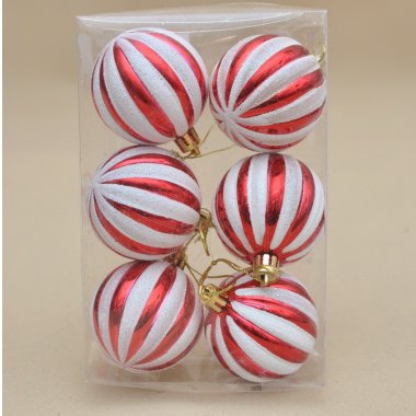 TG74382-1 BOMBKI*6 BIAŁO/CZER PASKI PLASTIK 6 CM