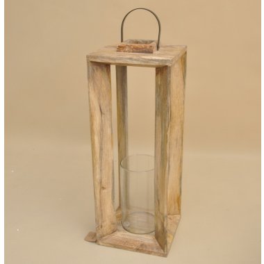 LAM01051 LAMPION LATARNIA DREWNO SZKŁO H 62*22*22