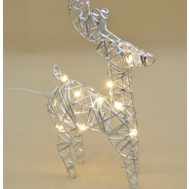 AMZ201200 RENIFER SREBRNY RATAN METAL LED 2CM 2*AA