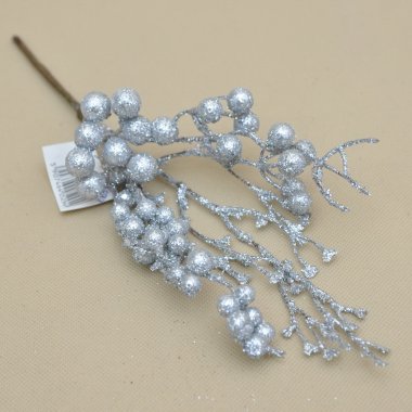 L9913378SL GAŁAZKA SREBRNA KULKI 35CM OP.4/48