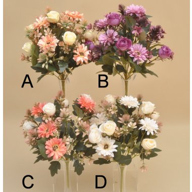 MD56 BUKIET*18 GERBERA RÓŻA DODATKI 39CM OP.12