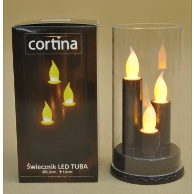 1/25/SLC ŚWIECZNIK LED W TUBIE CZARNY 16CM O8,3 CM