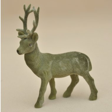 BN-3-08771 RENIFER ZIELONY FLOCK H19*13CM OP.24