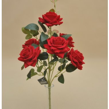 CV17909-10 RÓŻA BUKIET X6 WELUR 45 CM W OP.24 SZT