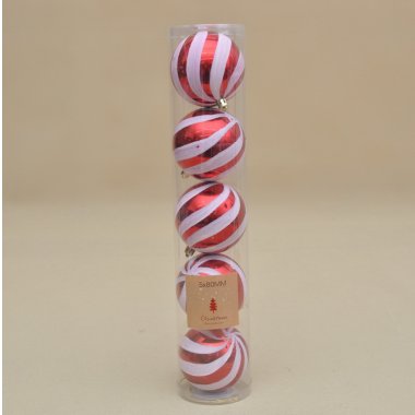 CAN305000 BOMBKA*5 PLASTIK CZERWON PASKI 8CM OP.12