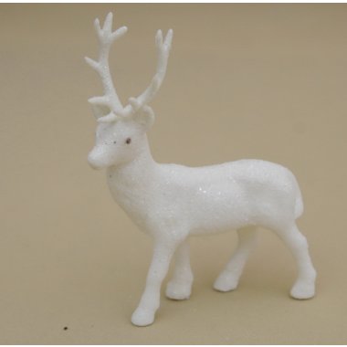 BN-3-01448 RENIFER BIAŁY BROKAT H 19*13 CM OP.24