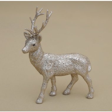 BN-3-01446 RENIFER ZŁOTY BROKAT H19*13CM OP.24