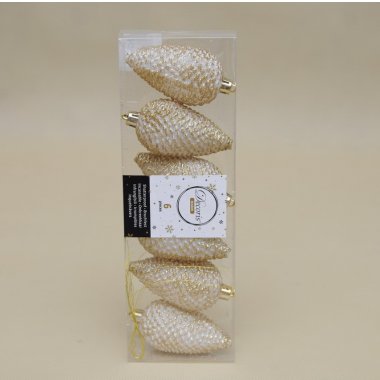 028594 BOMBKA SZYSZKA*6 KREM/ZŁ PLASTIK 9 CM OP.24