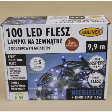 25-466 LAMPKI 100LED+G FLESZ  10M NIEBI/B.Z  IP44