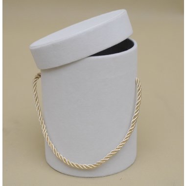 FLOWER BOX WELUR KREMOWY 18*13,5CM