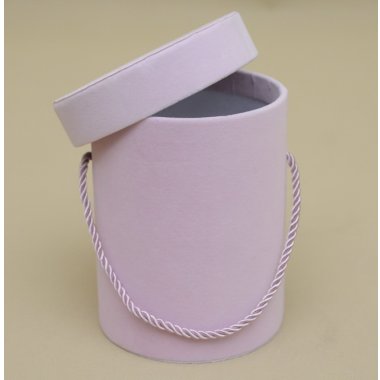 FLOWER BOX WELUR JASNY LILIOWY H 18*13,5CM