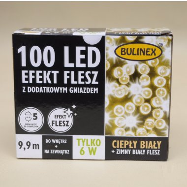 13-138 LAMPKI LED BIAŁY C. 100+G FLESZ+G IP44 9,9M