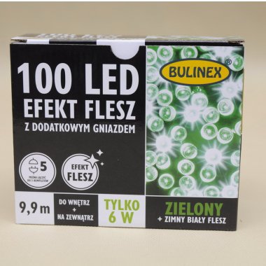 13-137 LAMPKI LED ZIELONY 100+G FLESZ+G IP44 9,9M