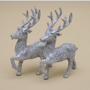 BN-67-01683 RENIFER*2 SREBRNY PLASTIK H13*9*3 CM