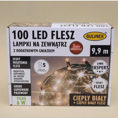 75-465 LAMPKI 100LED+G FLESZ  10M B.C/B.Z  IP44