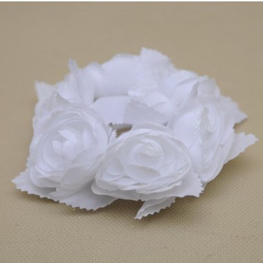 0060 STROIK RING BIAŁY KOMUNIA RÓŻA 10CM OP.48 SZT