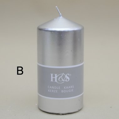 ACC682510 ŚWIECA WALEC SREBRO H14*7 CM OP.24 SZT