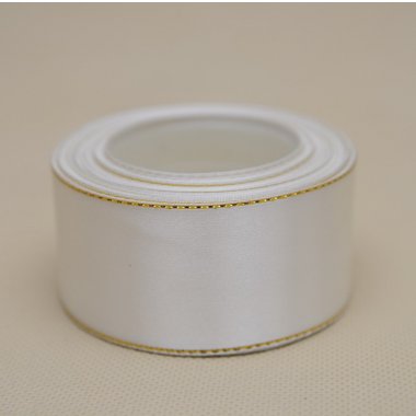 WSTĄŻKA SATYNOWA ZŁOTA NITKA 20Y 4 CM.
