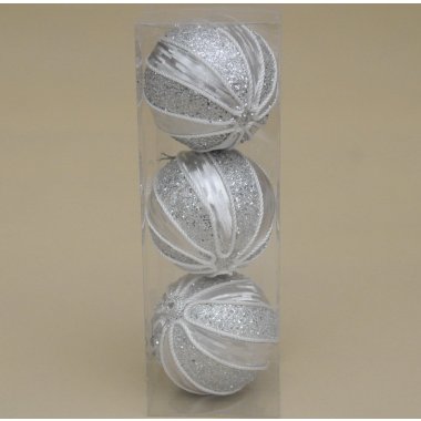 TG61585 BOMBKA*3 STYROPIAN SREBRNA 8CM