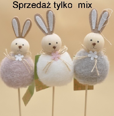 TG66887-MIX KRÓLIK NA PIKU H33/11*6 CM OP.12 SZT